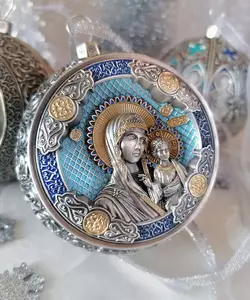 Set of 6 silver Christmas balls "Orthodox"